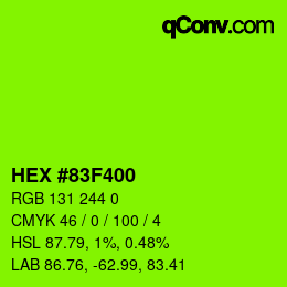 カラーコード: HEX #83F400 | qconv.com