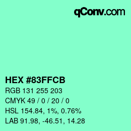 Color code: HEX #83FFCB | qconv.com