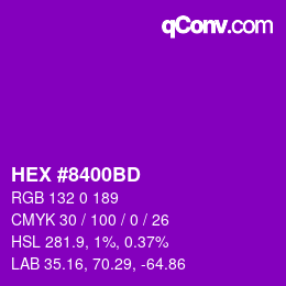颜色代码: HEX #8400BD | qconv.com