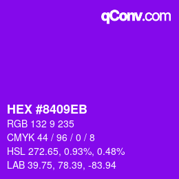 Color code: HEX #8409EB | qconv.com