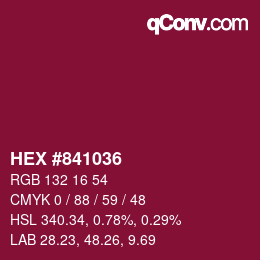 颜色代码: HEX #841036 | qconv.com