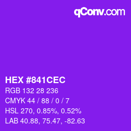 Color code: HEX #841CEC | qconv.com