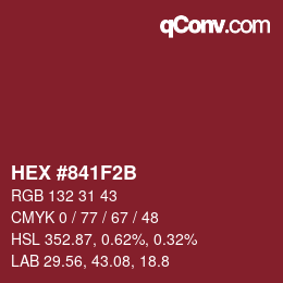Color code: HEX #841F2B | qconv.com