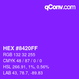 Color code: HEX #8420FF | qconv.com