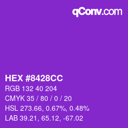 Color code: HEX #8428CC | qconv.com