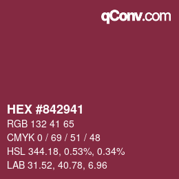 颜色代码: HEX #842941 | qconv.com