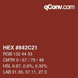 颜色代码: HEX #842C21 | qconv.com