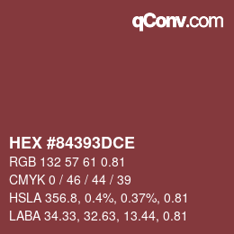 Code couleur: HEX #84393DCE | qconv.com