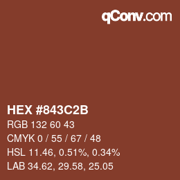Color code: HEX #843C2B | qconv.com