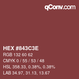 Color code: HEX #843C3E | qconv.com