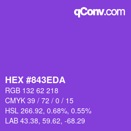 颜色代码: HEX #843EDA | qconv.com