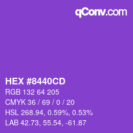 Color code: HEX #8440CD | qconv.com