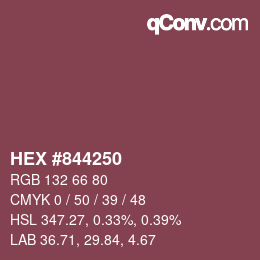 颜色代码: HEX #844250 | qconv.com