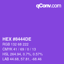 カラーコード: HEX #8444DE | qconv.com