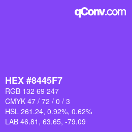 Color code: HEX #8445F7 | qconv.com