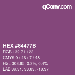 Farbcode: HEX #84477B | qconv.com