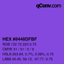 颜色代码: HEX #8448DFBF | qconv.com
