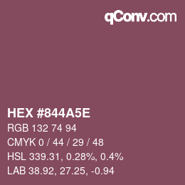 Color code: HEX #844A5E | qconv.com