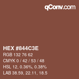 Color code: HEX #844C3E | qconv.com