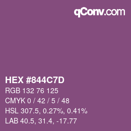 Color code: HEX #844C7D | qconv.com