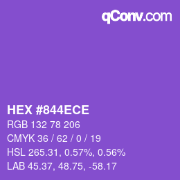 カラーコード: HEX #844ECE | qconv.com