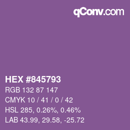 カラーコード: HEX #845793 | qconv.com