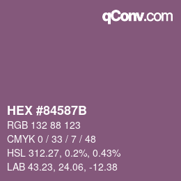 Farbcode: HEX #84587B | qconv.com