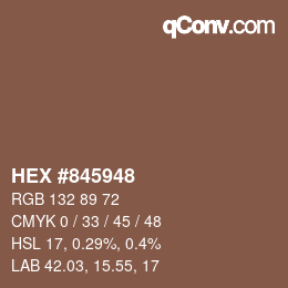 Color code: HEX #845948 | qconv.com