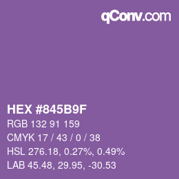 Color code: HEX #845B9F | qconv.com