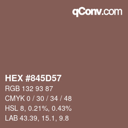 Código de color: HEX #845D57 | qconv.com