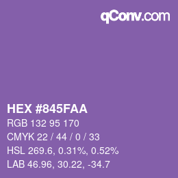 Color code: HEX #845FAA | qconv.com