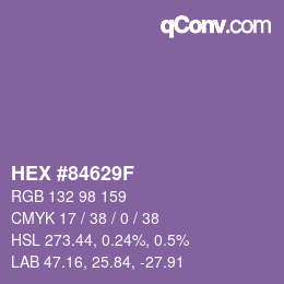 カラーコード: HEX #84629F | qconv.com