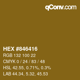 Código de color: HEX #846416 | qconv.com