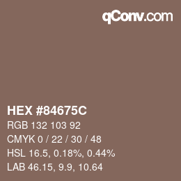 颜色代码: HEX #84675C | qconv.com