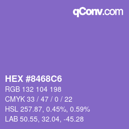 颜色代码: HEX #8468C6 | qconv.com