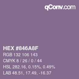 Color code: HEX #846A8F | qconv.com