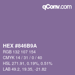Farbcode: HEX #846B9A | qconv.com