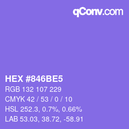 カラーコード: HEX #846BE5 | qconv.com