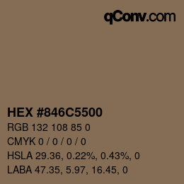 Color code: HEX #846C5500 | qconv.com