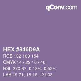 Color code: HEX #846D9A | qconv.com