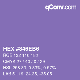 カラーコード: HEX #846EB6 | qconv.com