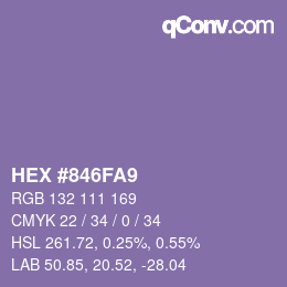 カラーコード: HEX #846FA9 | qconv.com
