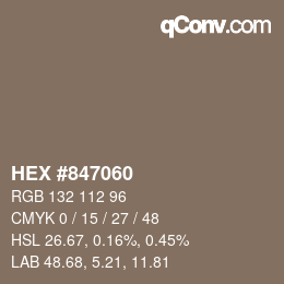 Código de color: HEX #847060 | qconv.com