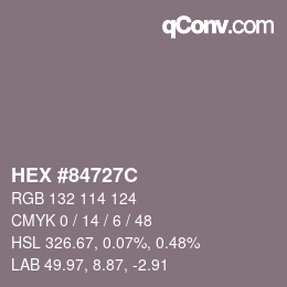 Color code: HEX #84727C | qconv.com