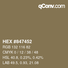 颜色代码: HEX #847452 | qconv.com