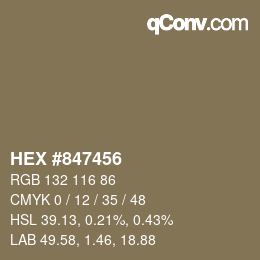 Farbcode: HEX #847456 | qconv.com