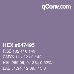 カラーコード: HEX #847495 | qconv.com