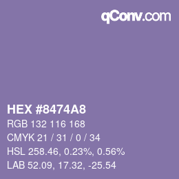 カラーコード: HEX #8474A8 | qconv.com