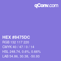 颜色代码: HEX #8475DC | qconv.com