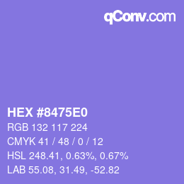 Color code: HEX #8475E0 | qconv.com